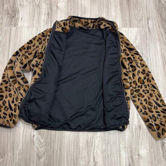 Opaque Casual Leopard Print Faux Fur Zip-Up Jacket Soft Fuzzy Fleece Women’s - Picture 6 of 8